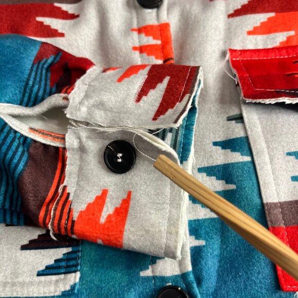 Southwestern Shirt Jacket Fits Size Medium No Tags Handmade Boho Print Cotton - Picture 12 of 12